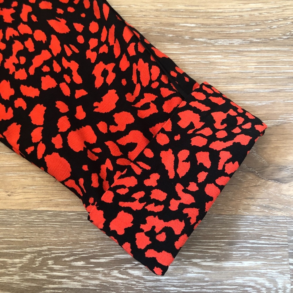 Topshop Red Cheetah Print Double-Breasted Blazer Style Shirt Size 2 - Picture 4 of 5